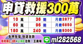 申貸救援300萬 免押免保 快速放款