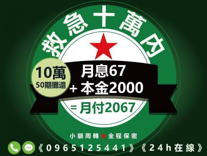 證件借款｜急需週轉10萬內，月付只要2067