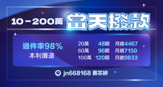 當天撥款 10~200萬