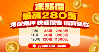 借款最高280萬