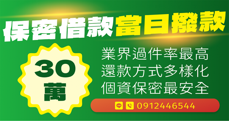 30萬保密借款當日撥款與最高過件率宣傳