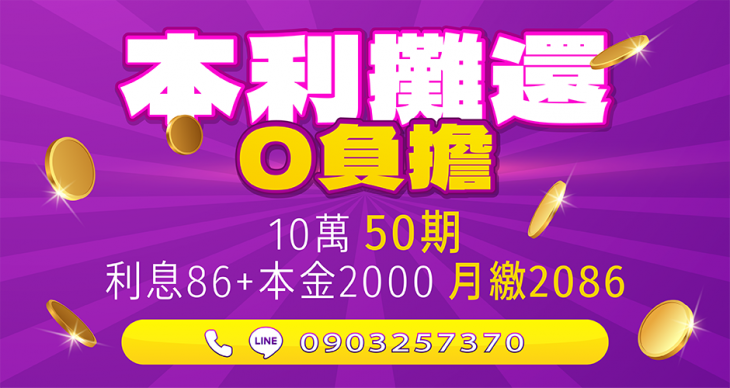 本利攤還0負擔小額借款10萬分50期方案
